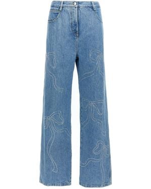Mach & Mach 'crystal Ribbon Hot Fix' Jeans - Blue
