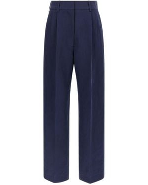 Blazé Milano Savannah Fox Linen And Silk Trousers - Blue