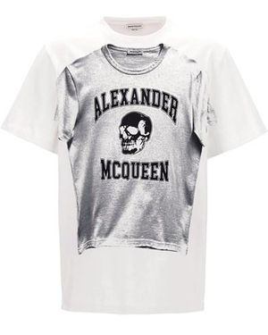 McQueen T-shirt stampa logo - Bianco