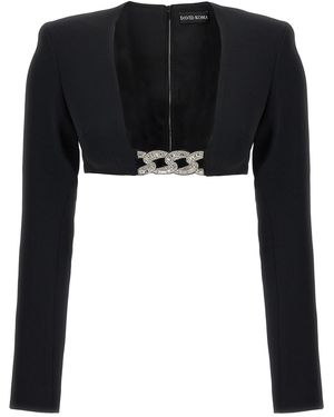 David Koma Top '3d Crystsal Chain And Square Neck' - Black