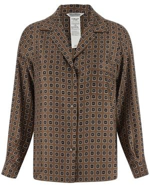 Max Mara Seidenhemd Mit Monogramm-Print - Braun