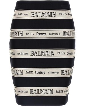 Balmain Striped Jacquard Short Skirt - Black