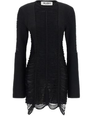 The Attico Fringed Knit Mini Dress - Black
