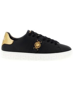 スニーカー VERSACE Low Top Sneakers - Versace - Leather - Black VERSACE VERSUS Lion Head Men's Black Leather Low Top