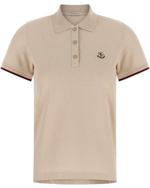Moncler Logo Patch Polo Shirt - Natural