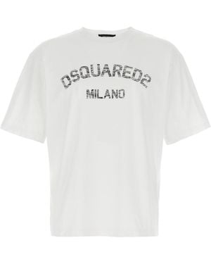 DSquared² T-Shirt 'Loose Fit Faded Milano' - Bianco