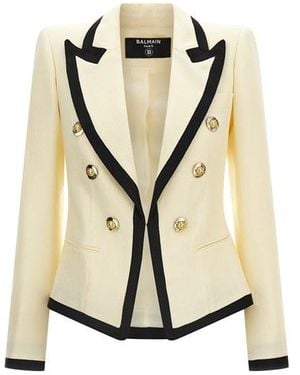 Balmain Maxi Shoulder Strap Blazer - Natural