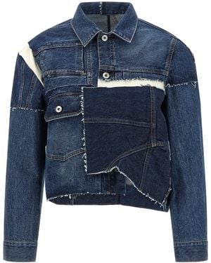 Sacai Patchwork Denim Jacket - Blue