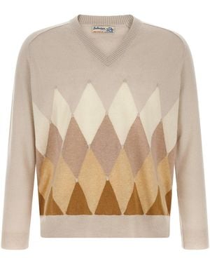 Ballantyne Diamond Intarsia Knit - White
