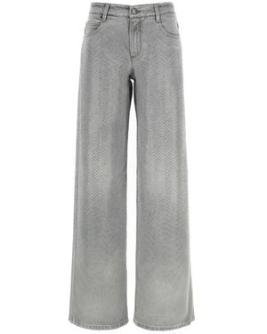 パンツ Ermanno Scervino Straight Leg Grey Viscose Pants Ermanno Scervino Straight-Cut Denim Trousers with Hand