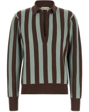 Alberto Biani Striped Knit Polo Shirt - Black