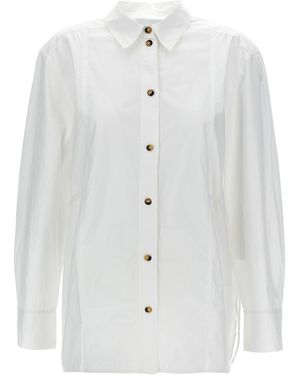 Ganni Shirt 'Cotton Poplin Oversized Tie String Shirt' - White