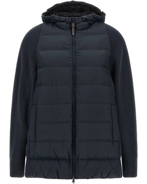 Brunello Cucinelli 'shiny Zipper Pull' Down Jacket - Blue