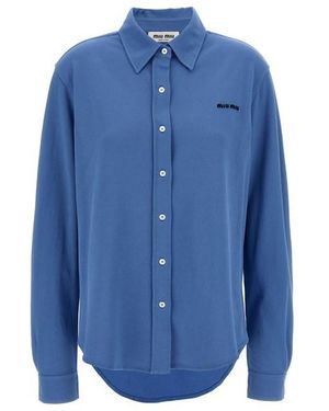Miu Miu Camicia Cotone Piqué - Blu