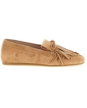 Stuart Weitzman Mocassino 'Britt Fringe' - Marrone