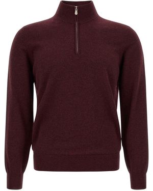 Brunello Cucinelli Half-zip Cashmere Jumper - Purple
