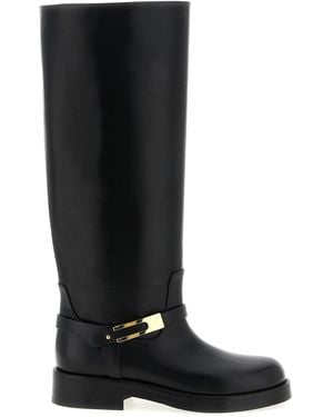 Elisabetta Franchi Logo Strap Boots - Black