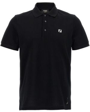 Fendi Polohemd Ff Mit Metallischem Logo - Schwarz