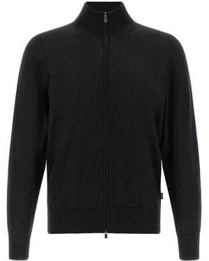 BOSS Schurwoll-Cardigan Mit Stehkragen - Schwarz
