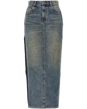 R13 'devon Side Slit' Skirt - Blue