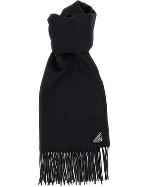 Prada Silk And Cashmere Scarf - Black