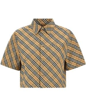 Burberry 'B Shield' Check Shirt - Natural