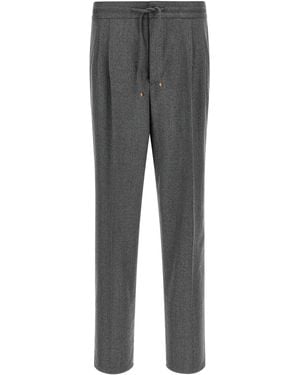 Brunello Cucinelli Wool Flannel Trousers - Grey
