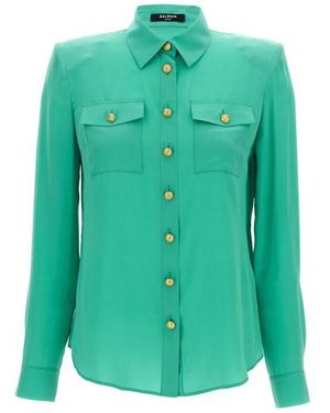 Balmain Camicia bottoni logo - Verde