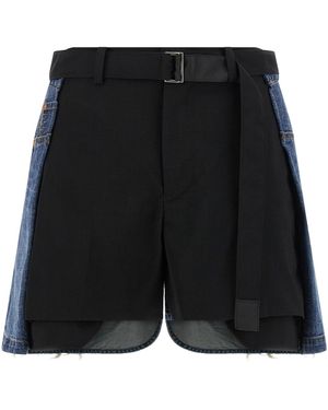 Sacai Short Con Cintura Integrata - Nero
