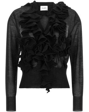 Nude Cardigan Mit Rüschen - Schwarz