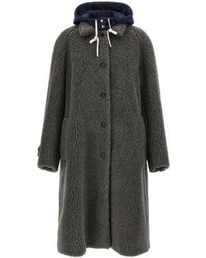 Miu Miu Cappotto Teddy Con Cappuccio - Nero
