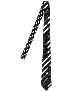 Saint Laurent Cravatta Righe - Nero