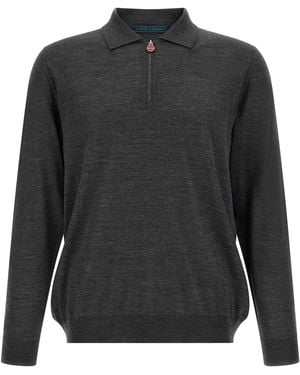 Kiton Wool Polo Shirt 14 Microns - Black