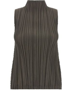 Pleats Please Issey Miyake 'mellow Pleats' Blouse - Grey