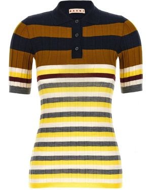 Marni Ribbed Wool Polo Shirt - Yellow