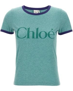Chloé T-Shirt Mit Logodruck - Grün
