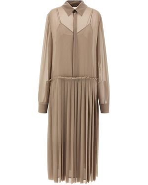 Ami Paris 'Pleated Midi' Dress - Natural