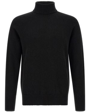 Ma'ry'ya Pullover Mit Hohem Kragen Und Schlitzen - Schwarz