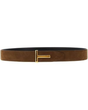 Tom Ford 't' Reversible Belt - Black