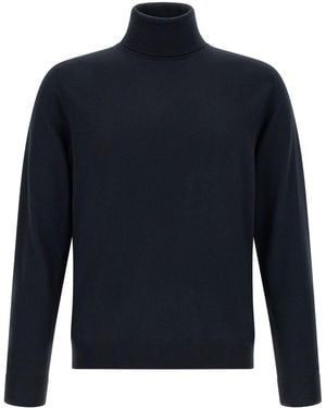 Zanone Turtleneck Jumper With Ribbed Trims - Blue