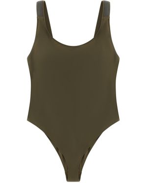 Brunello Cucinelli 'precious Details' One-piece Swimsuit - Green