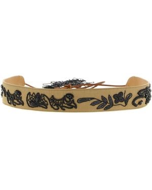 Dries Van Noten Beads Embroidery Belt - Black