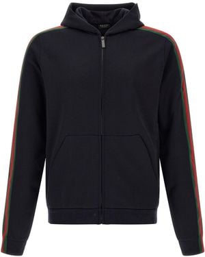 Gucci 'web' Silk And Cotton Hoodie - Blue