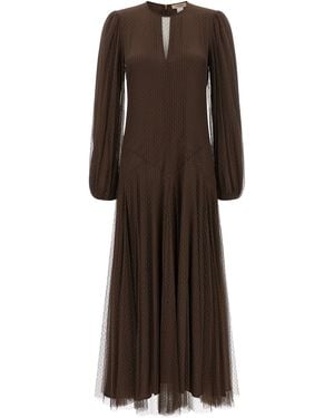 Twinset Tulle Plumetis Dress - Brown