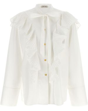 Alberta Ferretti Pleated Ruffle Shirt - White