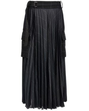 Sacai Gonna 'Windowpane' - Nero