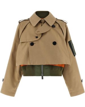 Sacai Double Layer Trench Coat - Natural