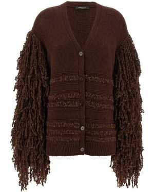 Fabiana Filippi Strickjacke Mit Bouclé-Fransen - Braun