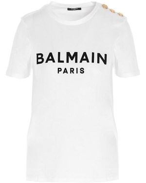 Balmain Flocked Paris T-shirt - White
