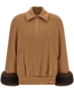 Valentino Garavani Fur Insert Caban - Brown